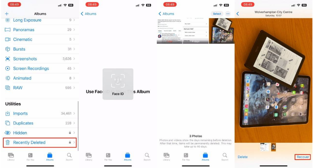 南山苹果14维修分享 iPhone14 上恢复已删除的照片 