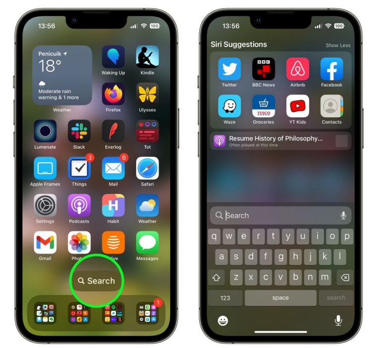 南山苹果手机维修分享升级到 iOS 16 后，如何删除主屏幕上的搜索按钮 