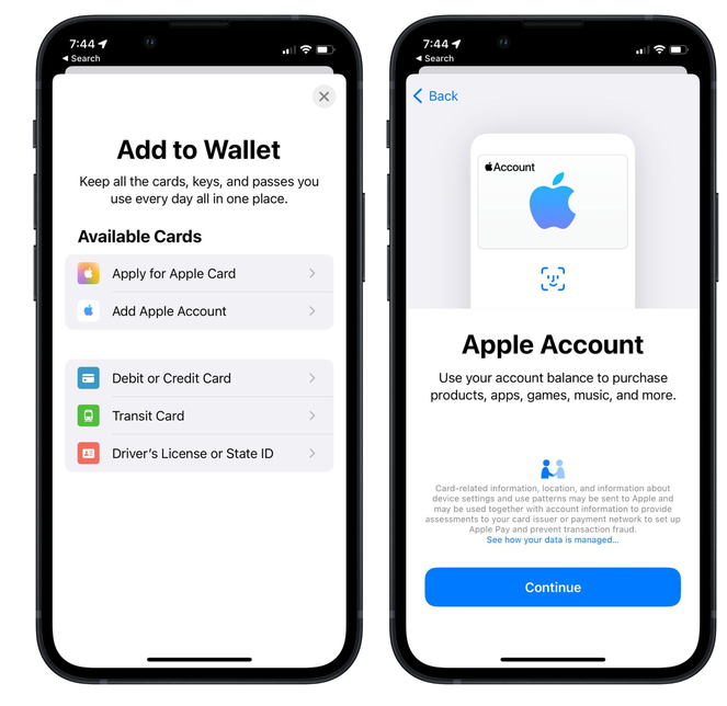 南山苹果手机维修分享iOS 15.5钱包App如何添加 Apple 账户 